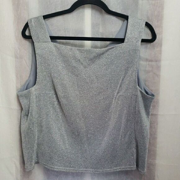 VTG Jeffrey & Dara Evening Wear Silver Sparkle Tank Top Elegant Holiday Size 16 - Picture 1 of 8